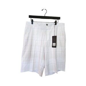 Ogio Groove Mens White/Slate Plaid Shorts Size 34 Casual Relaxed Fit MSRP $80